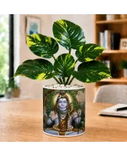 Artificial Tree Ceramic Photo Pot With White Stones 3x4 Inch (F166712)