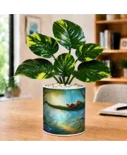 Artificial Tree Ceramic Photo Pot With White Stones 3x4 Inch (F166714)