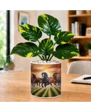 Artificial Tree Ceramic Photo Pot With White Stones 3x4 Inch (F166715)