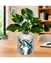Artificial Tree Ceramic Photo Pot With White Stones 3x4 Inch (F166717)