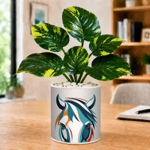 Artificial Tree Ceramic Photo Pot With White Stones 3x4 Inch (F166717)
