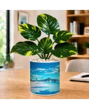 Artificial Tree Ceramic Photo Pot With White Stones 3x4 Inch (F166719)