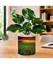 Artificial Tree Ceramic Photo Pot With White Stones 3x4 Inch (F166723)
