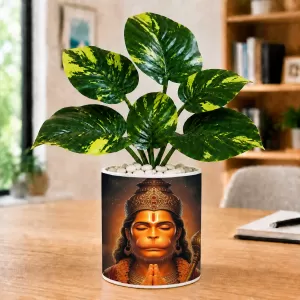 Artificial Tree Ceramic Photo Pot With White Stones 3x4 Inch (F166726)