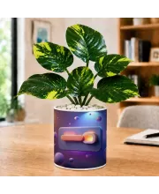 Artificial Tree Ceramic Photo Pot With White Stones 3x4 Inch (F166735)