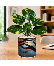 Artificial Tree Ceramic Photo Pot With White Stones 3x4 Inch (F166739)
