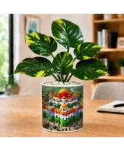 Artificial Tree Ceramic Photo Pot With White Stones 3x4 Inch (F166742)