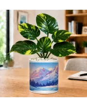 Artificial Tree Ceramic Photo Pot With White Stones 3x4 Inch (F166744)