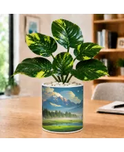 Artificial Tree Ceramic Photo Pot With White Stones 3x4 Inch (F166746)