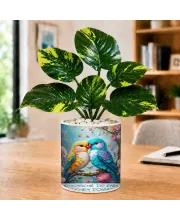 Artificial Tree Ceramic Photo Pot With White Stones 3x4 Inch (F166747)