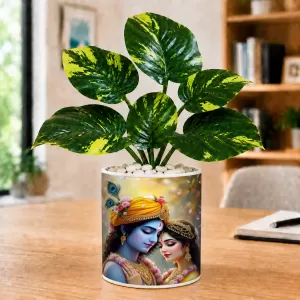 Artificial Tree Ceramic Photo Pot With White Stones 3x4 Inch (F166749) Artificial Tree Ceramic Photo Pot With White Stones 3x4 Inch (F166749)