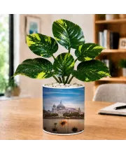 Artificial Tree Ceramic Photo Pot With White Stones 3x4 Inch (F166754)