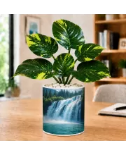 Artificial Tree Ceramic Photo Pot With White Stones 3x4 Inch (F166755)