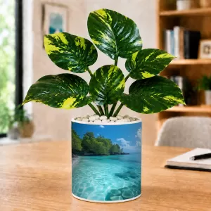 Artificial Tree Ceramic Photo Pot With White Stones 3x4 Inch (F166768) Artificial Tree Ceramic Photo Pot With White Stones 3x4 Inch (F166768)