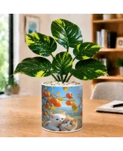 Artificial Tree Ceramic Photo Pot With White Stones 3x4 Inch (F166770)