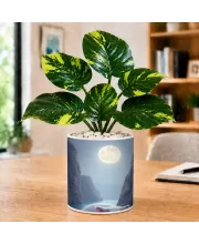 Artificial Tree Ceramic Photo Pot With White Stones 3x4 Inch (F166773)