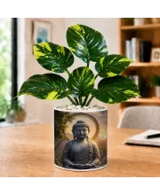 Artificial Tree Ceramic Photo Pot With White Stones 3x4 Inch (F166776)