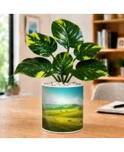 Artificial Tree Ceramic Photo Pot With White Stones 3x4 Inch (F166784)