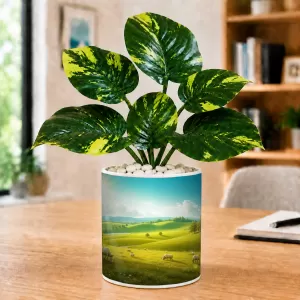 Artificial Tree Ceramic Photo Pot With White Stones 3x4 Inch (F166784) Artificial Tree Ceramic Photo Pot With White Stones 3x4 Inch (F166784)