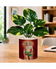 Artificial Tree Ceramic Photo Pot With White Stones 3x4 Inch (F166786)