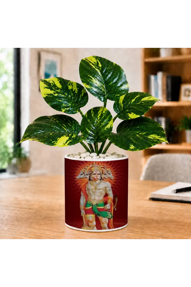 Artificial Tree Ceramic Photo Pot With White Stones 3x4 Inch (F166786)