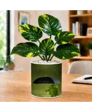 Artificial Tree Ceramic Photo Pot With White Stones 3x4 Inch (F166795)