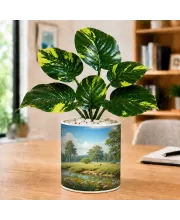 Artificial Tree Ceramic Photo Pot With White Stones 3x4 Inch (F166796)
