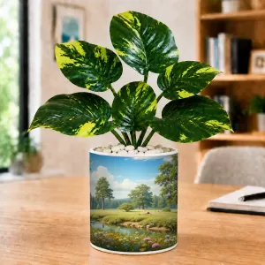 Artificial Tree Ceramic Photo Pot With White Stones 3x4 Inch (F166796) Artificial Tree Ceramic Photo Pot With White Stones 3x4 Inch (F166796)