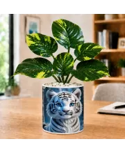 Artificial Tree Ceramic Photo Pot With White Stones 3x4 Inch (F166797)