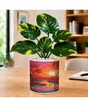 Artificial Tree Ceramic Photo Pot With White Stones 3x4 Inch (F166799)