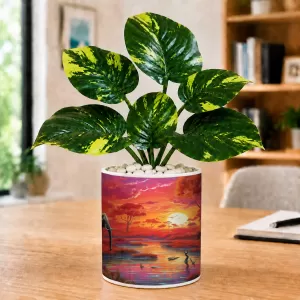 Artificial Tree Ceramic Photo Pot With White Stones 3x4 Inch (F166799) Artificial Tree Ceramic Photo Pot With White Stones 3x4 Inch (F166799)