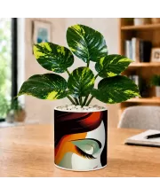 Artificial Tree Ceramic Photo Pot With White Stones 3x4 Inch (F166801)