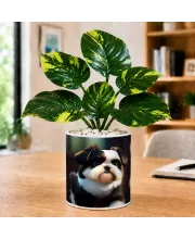 Artificial Tree Ceramic Photo Pot With White Stones 3x4 Inch (F166802)