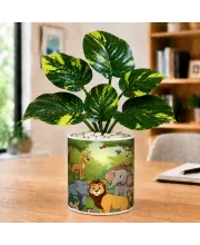 Artificial Tree Ceramic Photo Pot With White Stones 3x4 Inch (F166803)