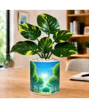 Artificial Tree Ceramic Photo Pot With White Stones 3x4 Inch (F166806)