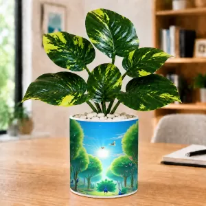 Artificial Tree Ceramic Photo Pot With White Stones 3x4 Inch (F166806) Artificial Tree Ceramic Photo Pot With White Stones 3x4 Inch (F166806)