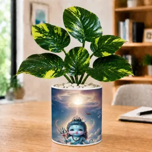 Artificial Tree Ceramic Photo Pot With White Stones 3x4 Inch (F166807) Artificial Tree Ceramic Photo Pot With White Stones 3x4 Inch (F166807)