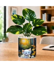 Artificial Tree Ceramic Photo Pot With White Stones 3x4 Inch (F166810)