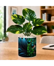 Artificial Tree Ceramic Photo Pot With White Stones 3x4 Inch (F166811)