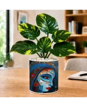 Artificial Tree Ceramic Photo Pot With White Stones 3x4 Inch (F166812)