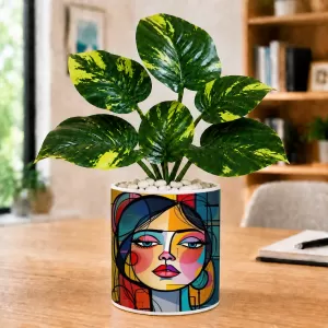 Artificial Tree Ceramic Photo Pot With White Stones 3x4 Inch (F166813) Artificial Tree Ceramic Photo Pot With White Stones 3x4 Inch (F166813)