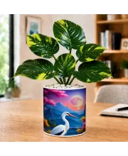 Artificial Tree Ceramic Photo Pot With White Stones 3x4 Inch (F166814)
