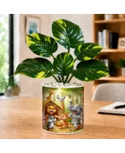 Artificial Tree Ceramic Photo Pot With White Stones 3x4 Inch (F166815)