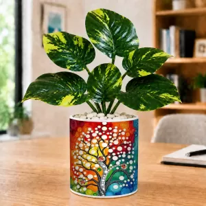 Artificial Tree Ceramic Photo Pot With White Stones 3x4 Inch (F166816) Artificial Tree Ceramic Photo Pot With White Stones 3x4 Inch (F166816)
