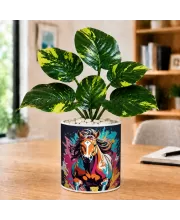 Artificial Tree Ceramic Photo Pot With White Stones 3x4 Inch (F166817)