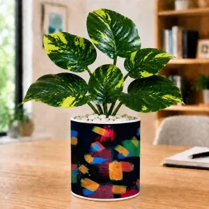 Artificial Tree Ceramic Photo Pot With White Stones 3x4 Inch (F166818) Artificial Tree Ceramic Photo Pot With White Stones 3x4 Inch (F166818)