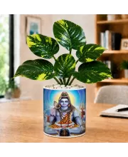 Artificial Tree Ceramic Photo Pot With White Stones 3x4 Inch (F166820)