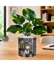 Artificial Tree Ceramic Photo Pot With White Stones 3x4 Inch (F166821)