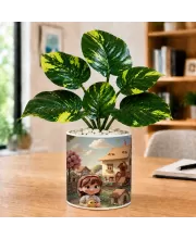 Artificial Tree Ceramic Photo Pot With White Stones 3x4 Inch (F166822)