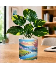 Artificial Tree Ceramic Photo Pot With White Stones 3x4 Inch (F166829)